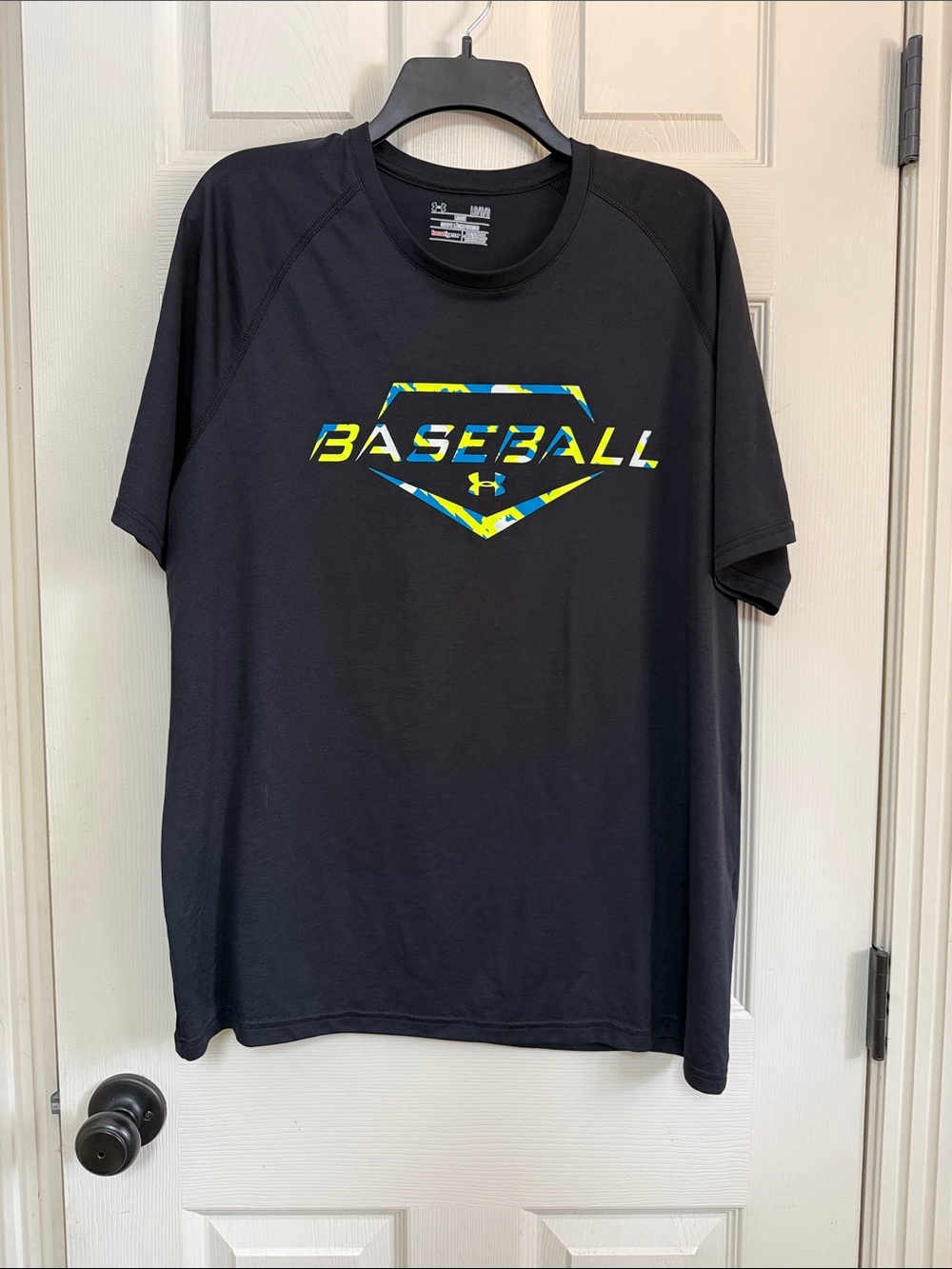 Under Armour Black Short-Sleeve Baseball Tee with Neon Graphic